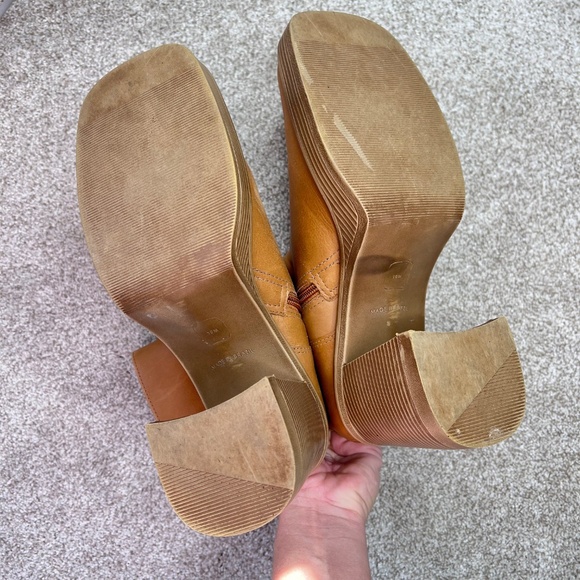 Vintage Y2K Steve Madden Leather Tan Chunky Heel Boots Bratz 10 - Picture 4 of 6